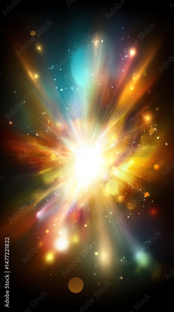 Aufkleber abstract light burst explosion radiating energy and color from center point with bokeh effects and g