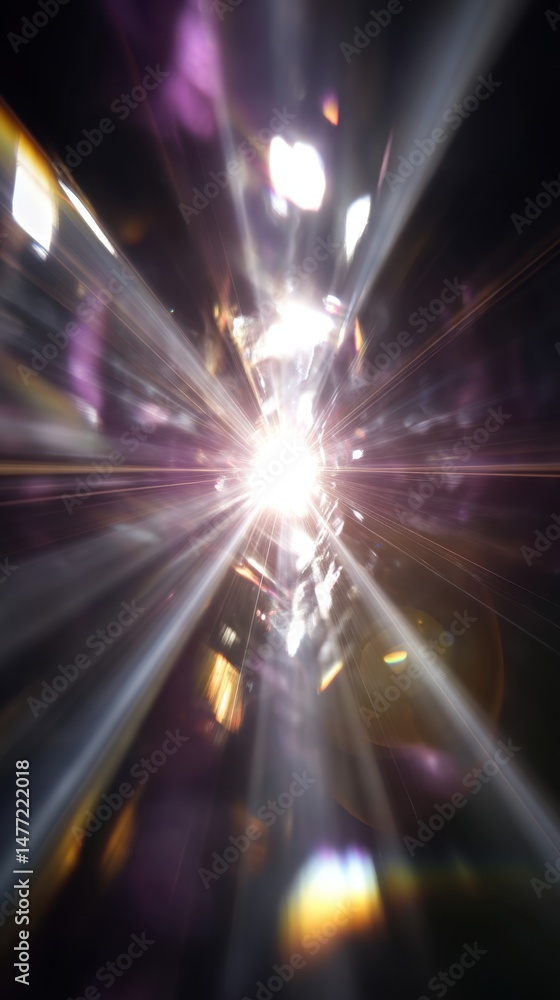 Canvas Prints abstract light burst radiating from center optical lens flare effect shining through dark space
