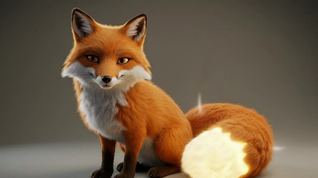 3D fur-textured 'FOX' with glowing tail &mdash; sly and elegant.