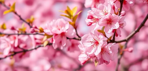 Fototapeta premium Abstract pink spring blossoms, soft focus, delicate petals, blooming cherry tree, abstract, bloom