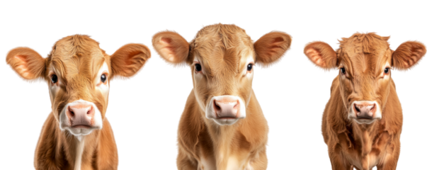 Cute calves with soft fur and expressive faces, showcasing their innocence and charm