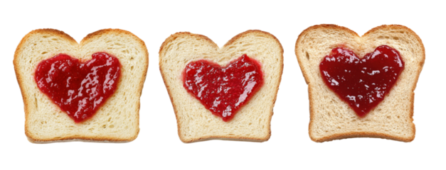Heart shaped bread slices with jam create delightful and playful presentation, perfect for expressing love or affection