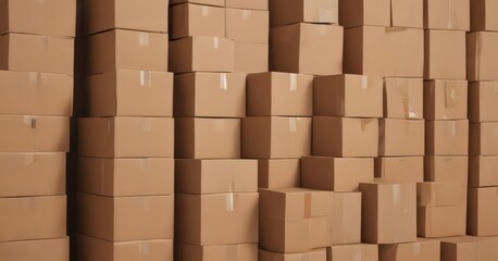 Stacked brown cardboard boxes, isolated Sustainable packaging , boxes, simple, object