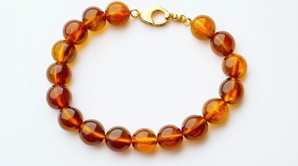 Obraz premium Sophisticated amber choker design with modern gold clasp displayed flat on minimalist backdrop