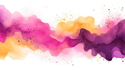 Obraz premium Vibrant Abstract Pink Purple Gold Yellow Watercolor Artwork for Designs
