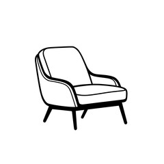 Naklejka premium Modern single lounge chair in angled perspective for interior design illustrations