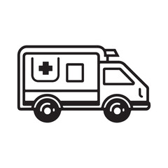 Ambulance vector icon. Simple line art design. Ideal for medical, healthcare, emergency, and transportation themes.