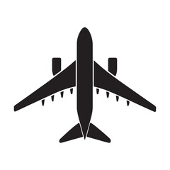 Simple black airplane icon vector illustration.
