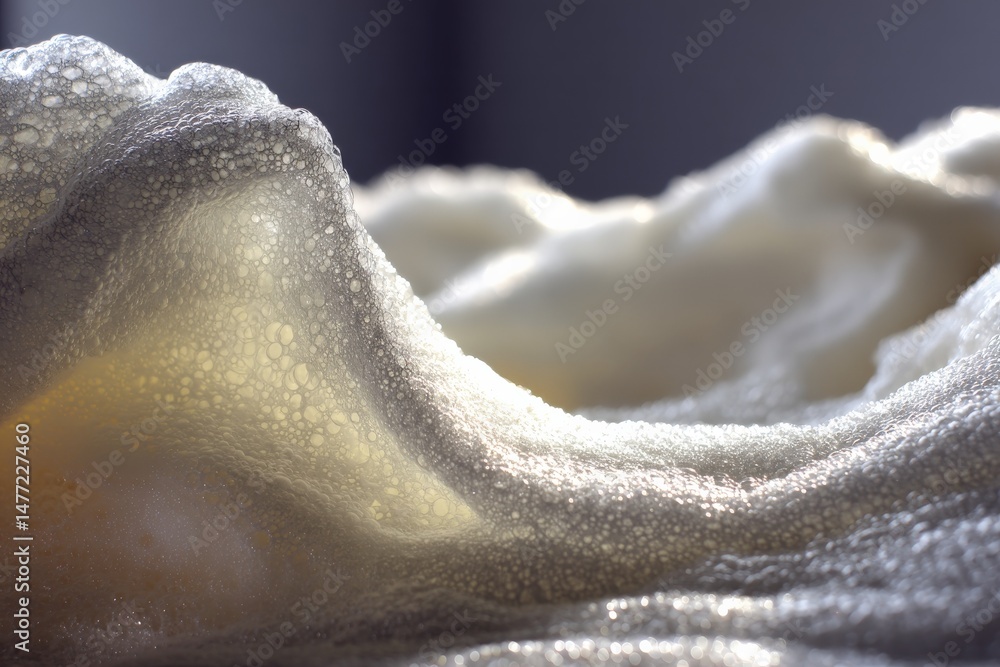 Poster Soft foam forms intricate patterns in natural light, creating an artistic display of texture and movement during daytime