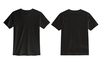Black T Shirt color template front and back view on white background