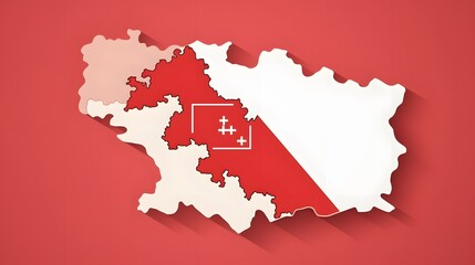 Fototapeta premium Professional Austria map outline design on flag in red and white color scheme