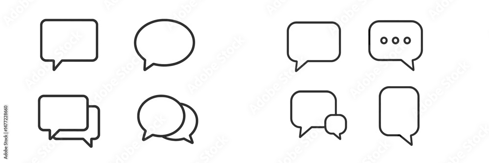 Poster Collection of web icons featuring different styles of speech bubbles for digital communication