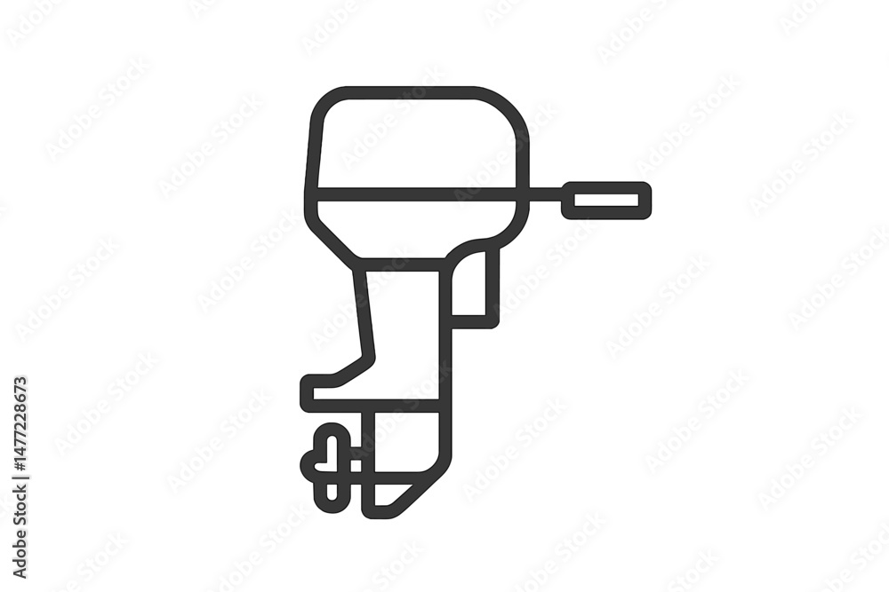 Poster Simple line drawing of an outboard motor icon suitable for web design and digital applications
