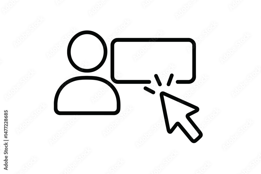 Fototapete Set of web icons featuring user profile and speech bubble with click cursor for digital communication