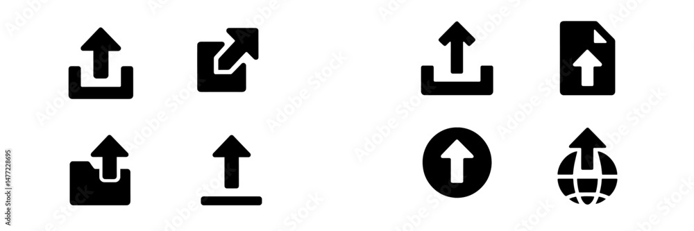 Fototapete Web icons collection showcasing various upload symbols for digital interfaces and applications