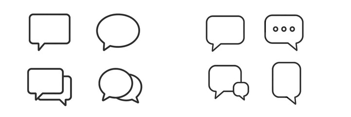 Fototapeta premium Collection of web icons featuring different styles of speech bubbles for digital communication