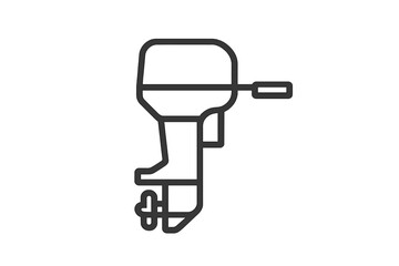 Simple line drawing of an outboard motor icon suitable for web design and digital applications