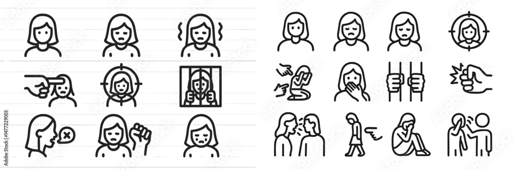 Aufkleber Collection of web icons depicting various emotional expressions and interpersonal scenarios