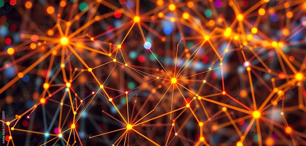 Aufkleber abstract network of branching paths, highlighting a single optimal route, future, green