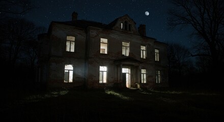 Dark building at night