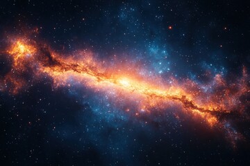 Cosmic nebula, vibrant hues, and starry expanse.