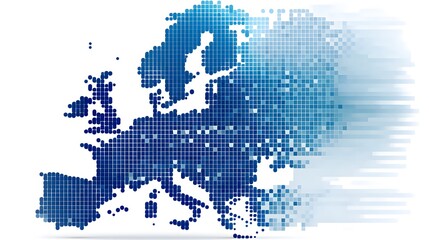 Binary Code Europe Map Concept Design Isolated on White Background for Projects