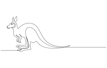 Continuous single line sketch drawing of kangaroo Australia endemic animal mammals, Minimalist One Line Drawing of Kangaroo
