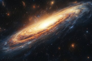 Fototapeta premium Spiral galaxy formation in the cosmos with vibrant hues.