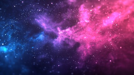 A colorful nebula with vibrant blue and pink hues filled with stars in deep space.