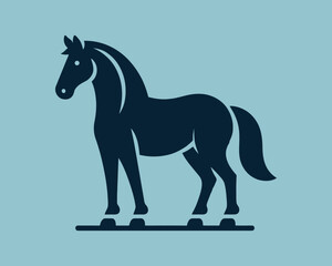 Horse full body flat design logo template