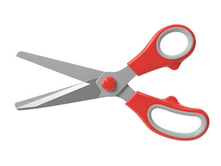 Open red handle scissors flat lay illustration isolated against black background