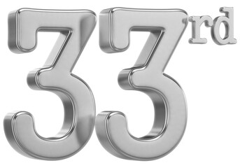 33rd Anniversary silver Number 3D