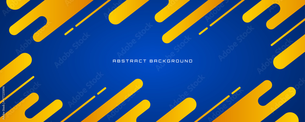 Poster yellow blue abstract background overlap layer on bright space with rounded lines effect decoration. 