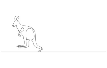 Continuous single line sketch drawing of kangaroo Australia endemic animal mammals, Minimalist One Line Drawing of Kangaroo
