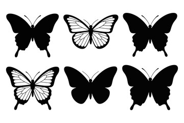 Butterfly silhouette vector art design template set