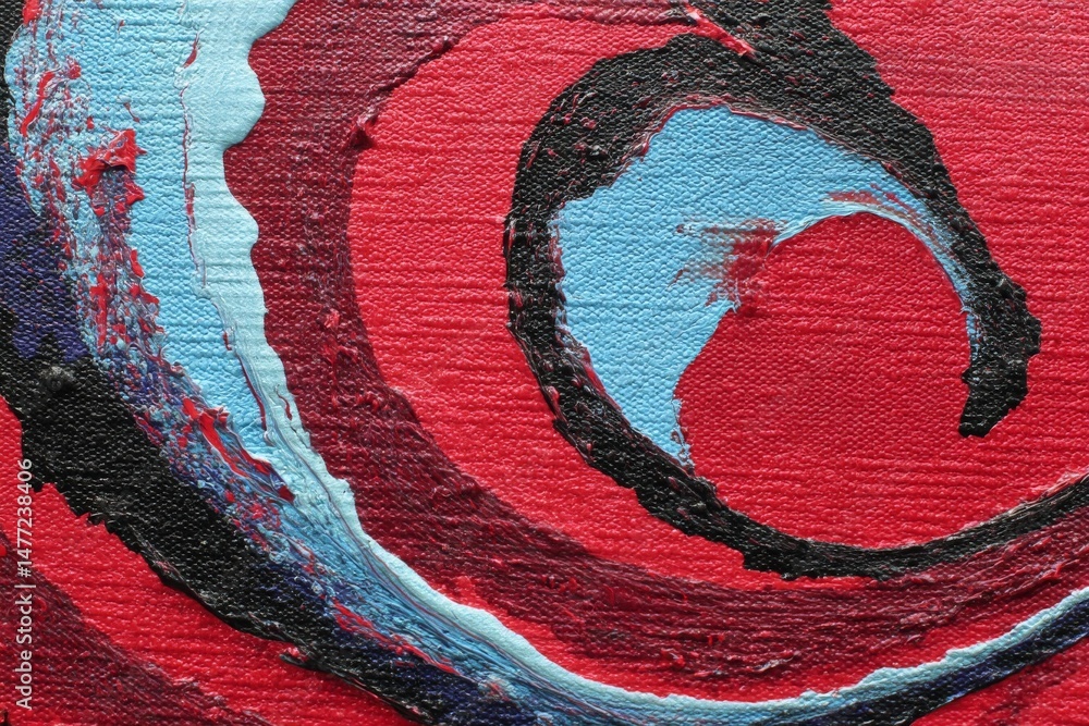 Aufkleber Abstract swirling patterns in vibrant colors create a dynamic painting with bold contrasts and textural depth