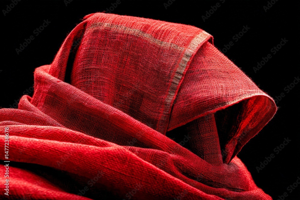 Leinwandbilder striking red fabric draping elegantly against a black background showcasing texture and depth