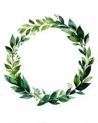 A circular floral wreath painted in watercolor. Ideal for logos, wedding invitations, and monograms.