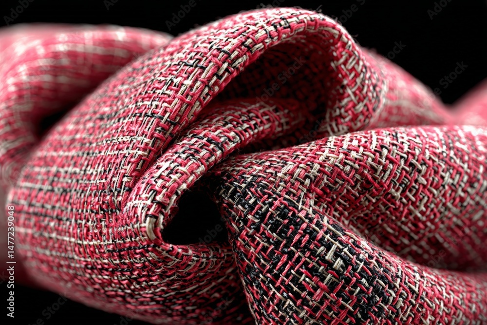 Poster woven textile showcasing intricate patterns and vibrant colors in close-up view highlighting craftsm