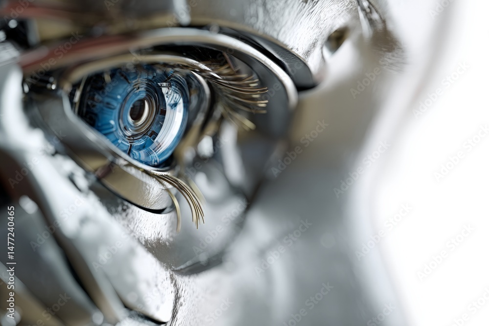 Leinwandbilder close-up view of a robotic eye showcasing intricate details and advanced technology in a modern sett