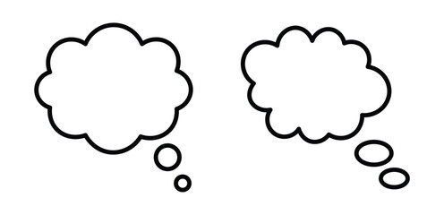 Thought cloud icon set. thinking cloud icon set in two styles. cloud speech bubbles vector icons