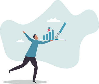 Growing business graph, increase sale or investment growth, profit rising up or revenue growing, development or improvement .character for design.