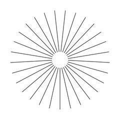Obraz premium Radial stripes. Sunburst element. Sun star ray. Ray beam, burst. Radial circle radiation lines. Circulars lines pattern. Spokes with radiating stripes grid icon. Outline thin abstract illusion graphic