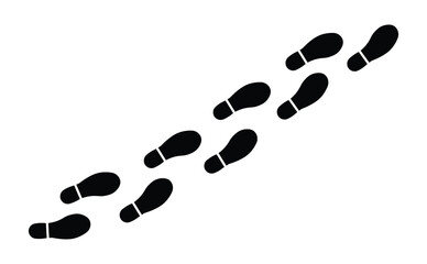 Human footprints icon set. foot print icon set. Step footprints paths. footstep prints and shoe steps

