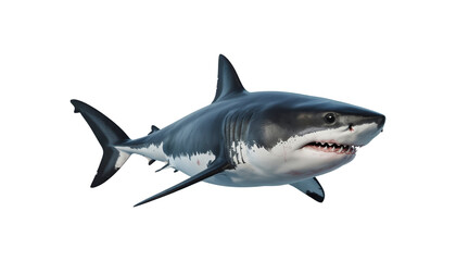 Naklejka premium Great White Shark 3D Render on Transparent Background