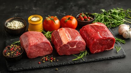 Assortment of fresh beef cuts in clean display, labeled and ready to scan