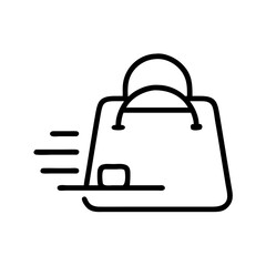 Courier bag with food delivery icon in minimalist style  