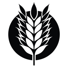 Simple Ear of Wheat Graphic Encapsulated within a Dark Circular Shape