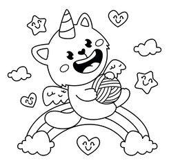 Hand drawn coloring book illustration	
