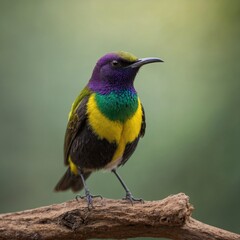 Fototapeta premium Sunbird bird on piece of wood.